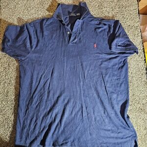 Polo Ralph Lauren Mens 2XLT Navy Blue Short Sleeve Cotton Mesh Polo Shirt 0818